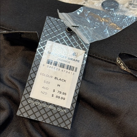 City Chic | Ruched Zip Up Draped Skirt in Black Size M Medium 18 - Picture 9 of 15